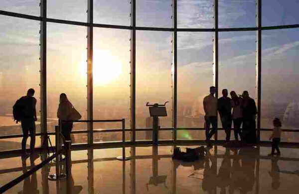 the burj khalifa sunrise with the morning treat